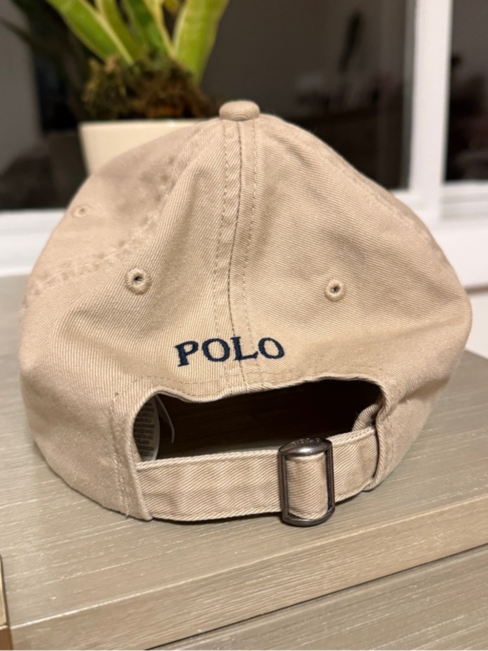 Polo by Ralph Lauren Beige Baseball Cap with Navy Logo - Picture 2 of 3